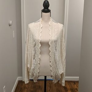 Cream lace trimmed shrug
